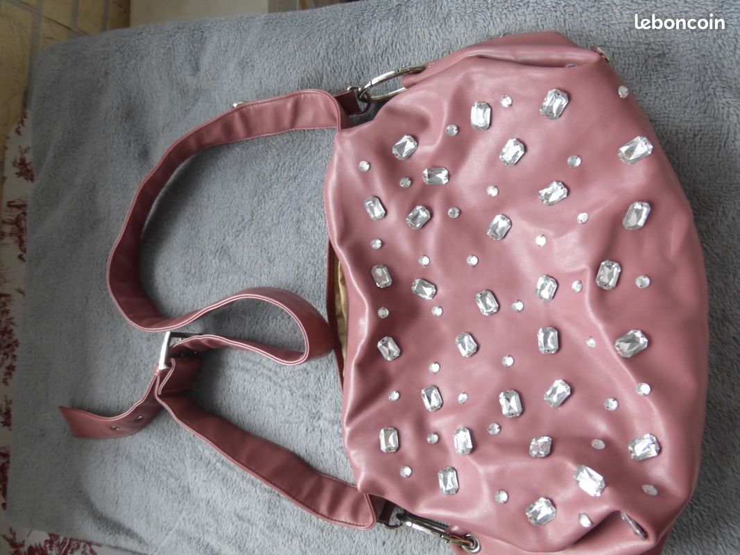 Grand Sac à main bandoulière synthétique vieux rose avec 40x20 (image 1)