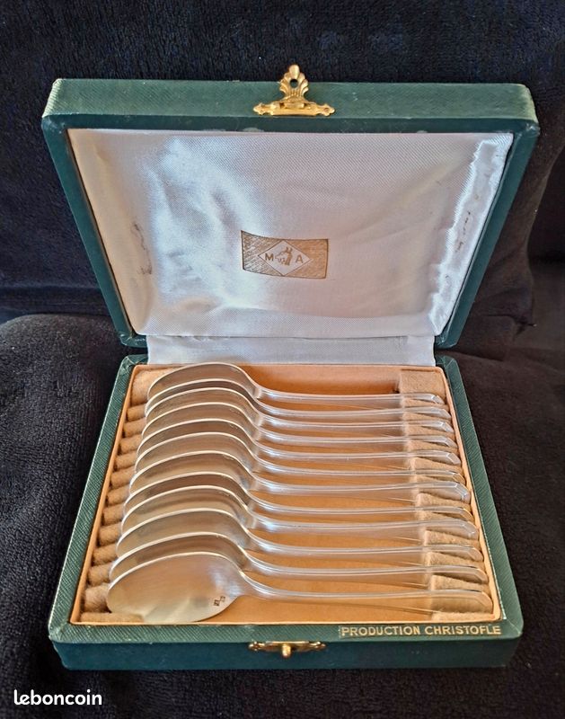 Coffret 12 cuillères à café Christofle Modèle Tosca Alfenide (image 1)