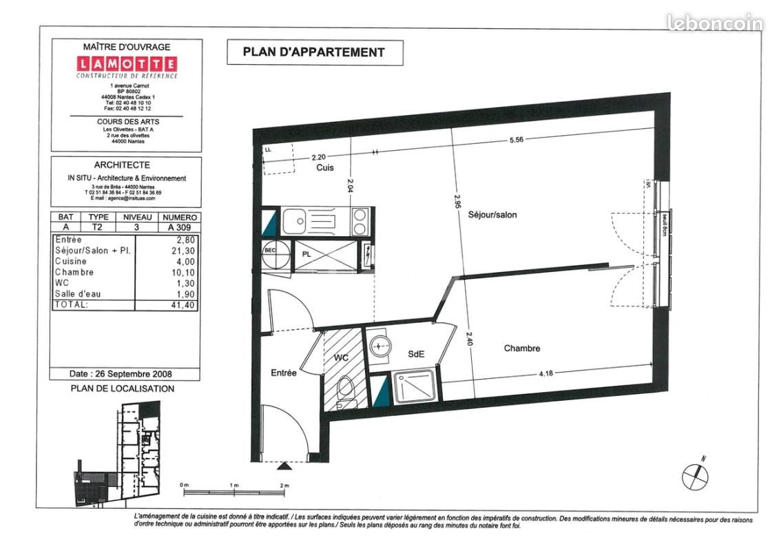 Appartement 2 pièces 41 m² · à Nantes · 41 m² · 633 €/mois