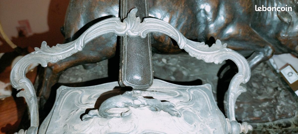 Magnifique Seau à biscuits en verre émaillé Legras pot rectangle monture Rocaille Louis XV / rare forme tombeau collection objet vitrine (image 10)