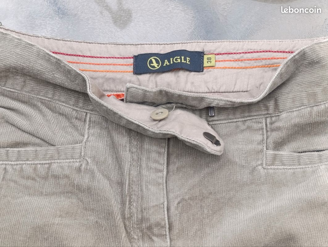 Pantalon droit en velours côtelé Aigle – Couleur Grège / Beige Taupe (image 4)