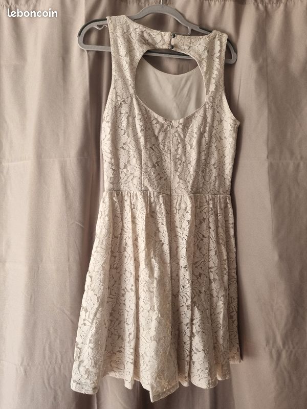 Robe blanche crème à dentelle ONLY T40 (image 3)
