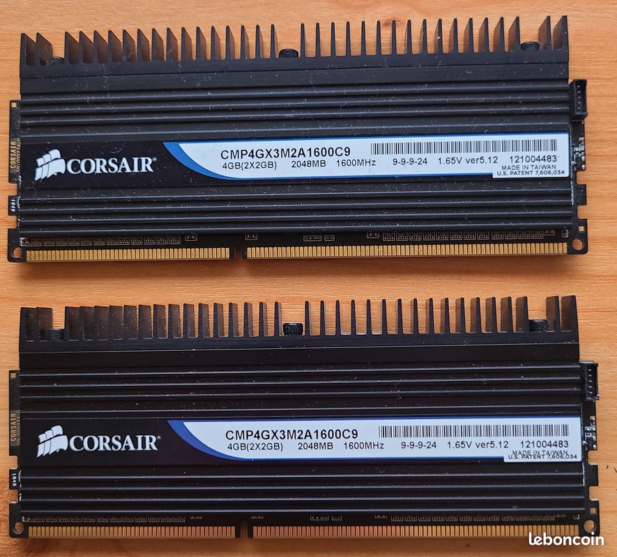 RAM Corsair Dominator 6 Go DDR3 1600 MHz (3 Barrettes De 2 Go) - Testée Et Fonctionnelle