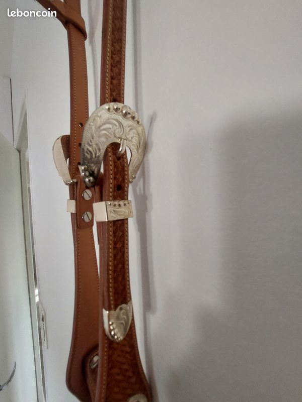 Lot De 3 Brides, Coiffes Et Rênes Western One Ear – Cuir Marron – Occasion