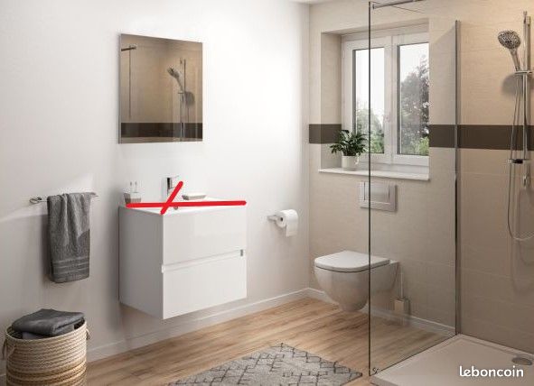 Meuble Sous-Vasque à Suspendre AQUARINE Prefixe Salle de Bain/Eau 2 Tiroirs Blanc - 241453 - NEUF (image 3)