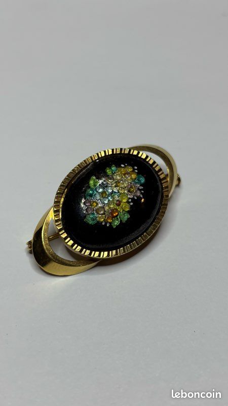 Broche ancienne émaillée , émaux des Cévennes - France