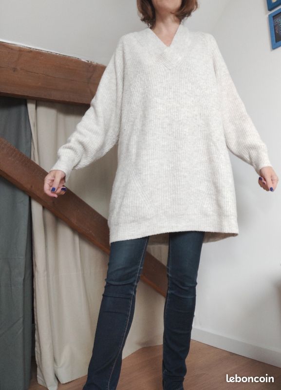 Robe-pull écru en maille oversize Zara M Vêtements