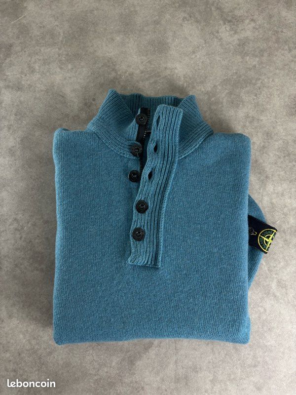 Pull 1/4 Zip col camionneur Stone Island Bleu taille XL (image 2)