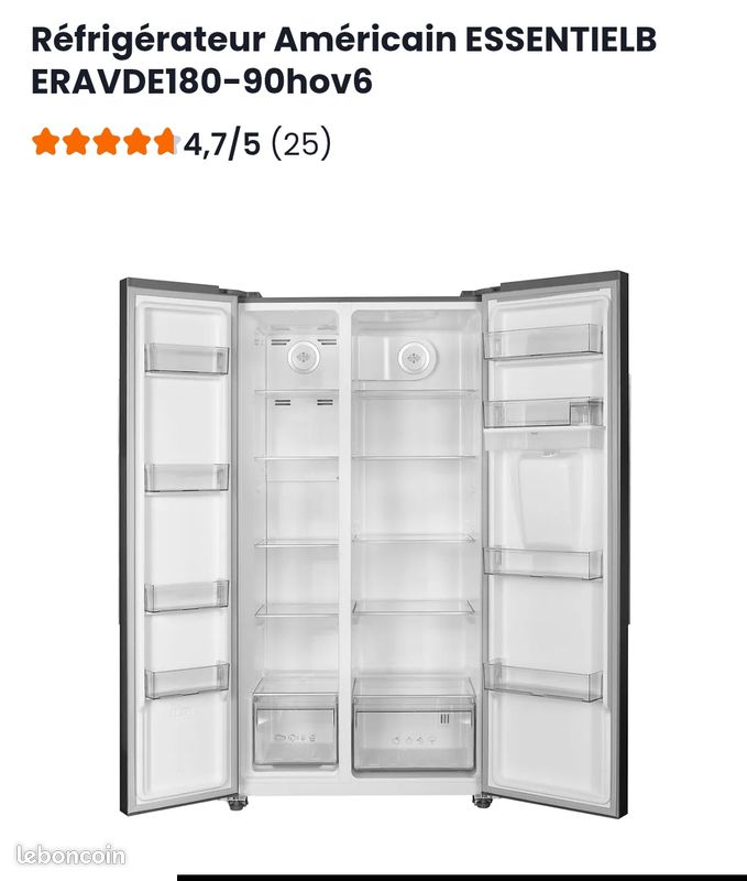 Frigo américain US Essentiel B ERAVDE 180-90 Hov 5 (image 3)