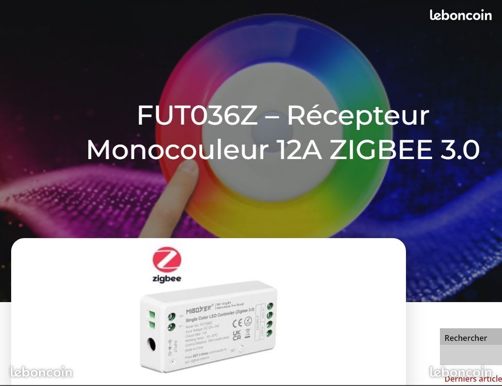 NEUF : Interrupteur Wifi ZIGBEE 3.0 LED Monocouleur 12A (image 1)