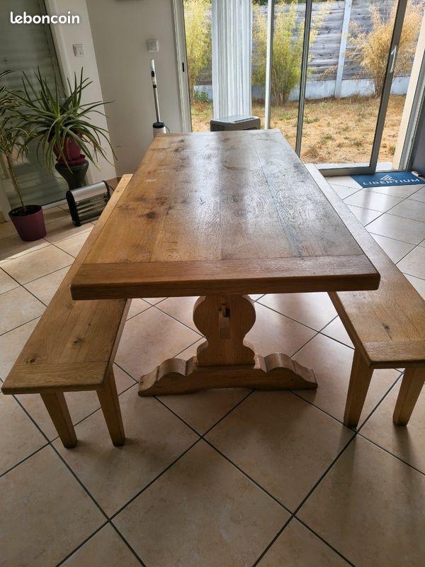 Table monastère avec bancs chêne massif (image 1)