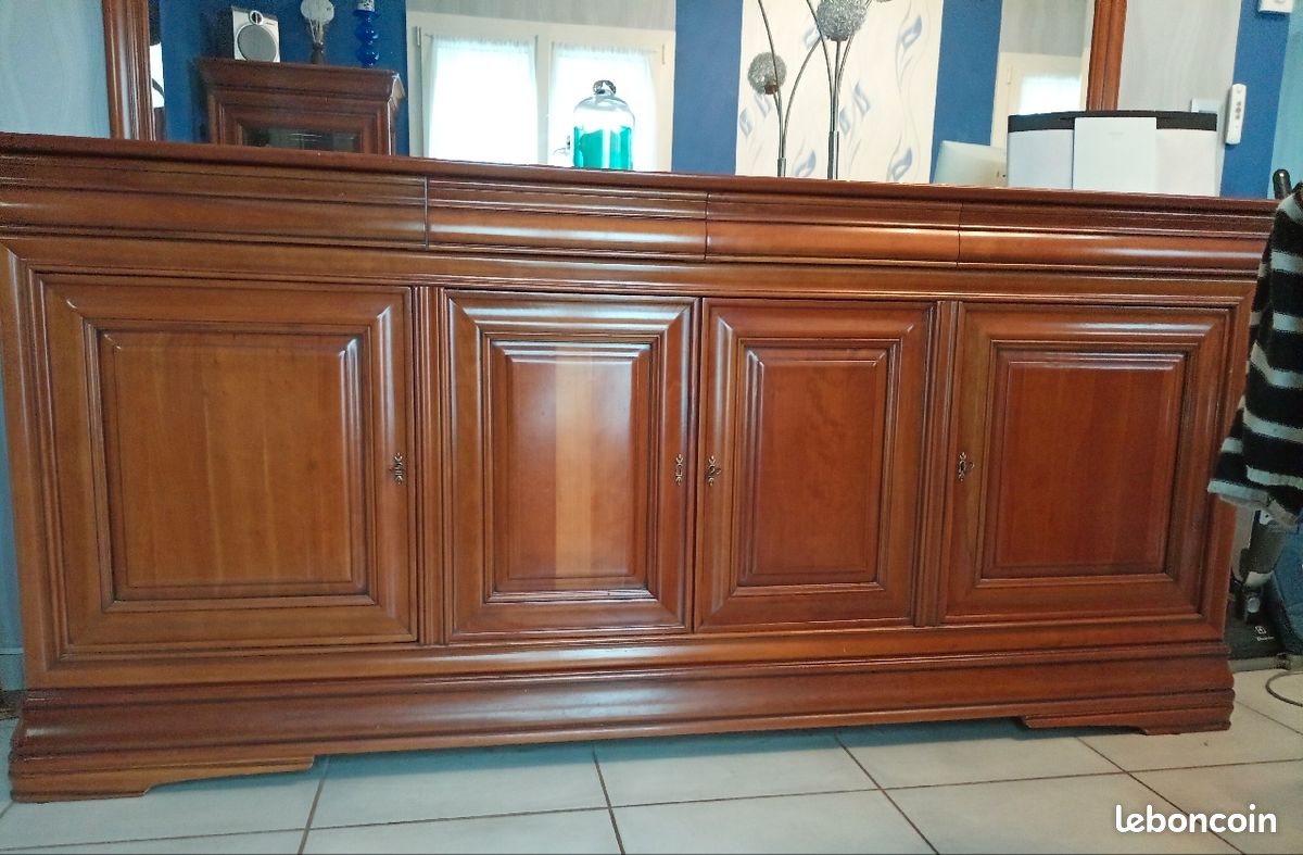 Enfilade 4 portes et vitrine en merisier (image 1)