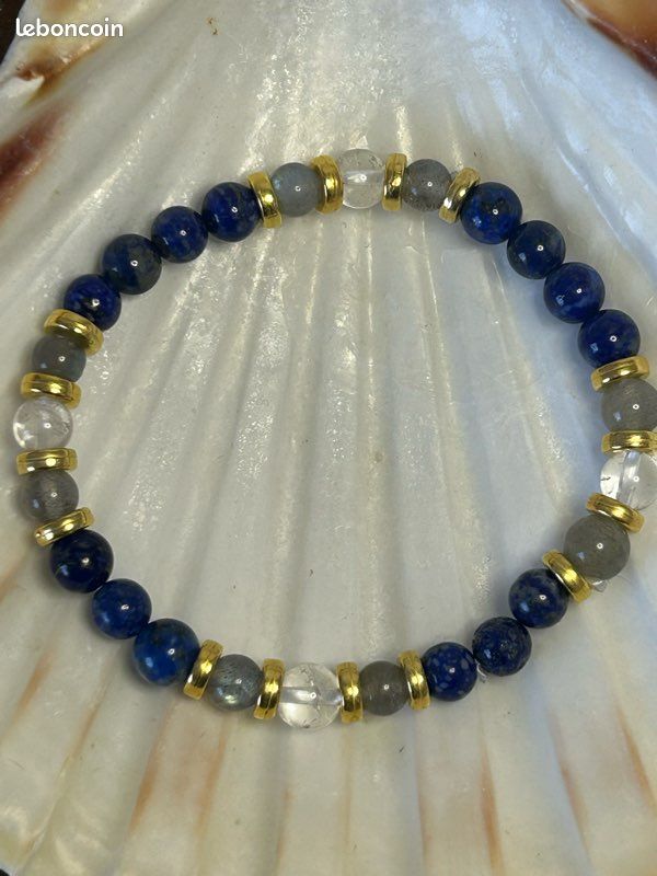 Bracelet Intuition et Protection – Lapis-Lazuli, Labradorite & Cristal de Roche (image 3)