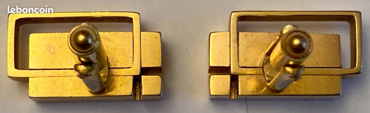 Paire De Boutons De Manchettes En Métal Doré - Occasion Très Bon état, Fabriqué En France