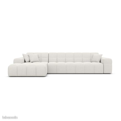 Lodce canapé d'angle gauche en tissu texturé blanc (image 1)