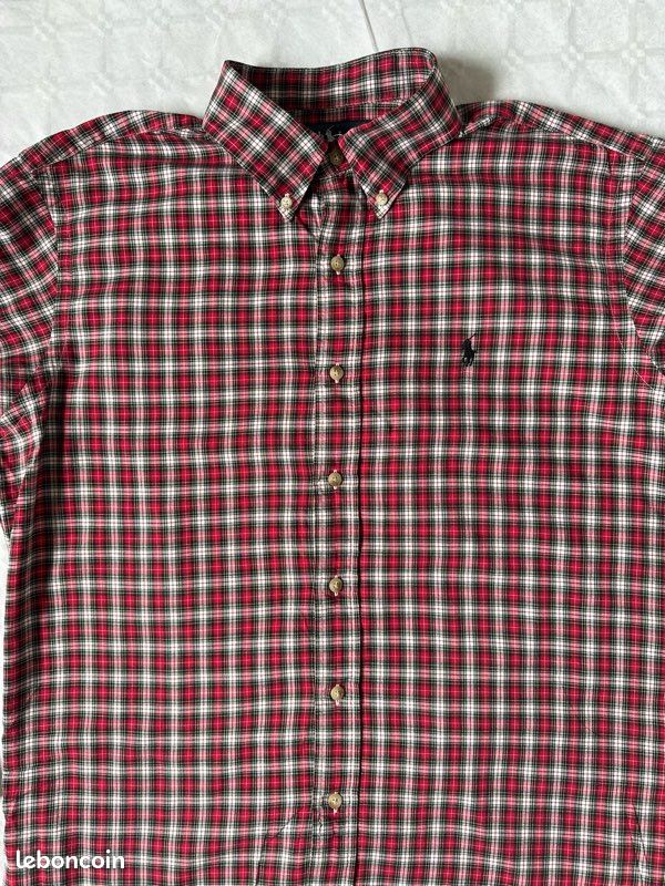 Chemise Habillée Club Room – Taille 15, Manches 32/33 – Vert/rouge à Carreaux – 100% Coton
