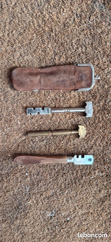 Lot d'outils anciens de vitrier - Coupe-verre Silberschnitt & Diamants + Étui cuir (image 3)