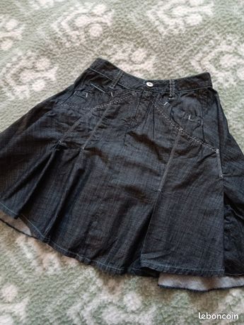 Mini-jupe En Jean Vintage Marithé Et François Girbaud – Taille 36, Bleu, Occasion TB