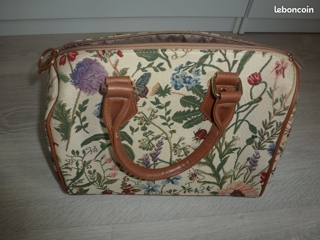 Sac à main tapisserie fond beige (image 1)