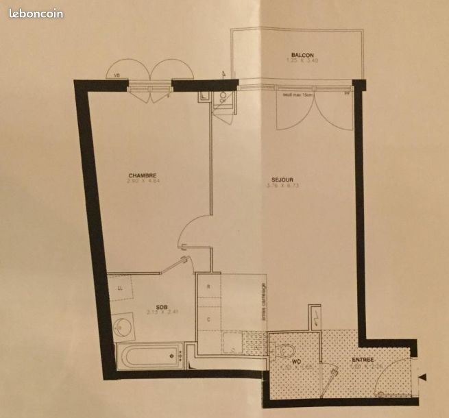 Appartement 2 pièces 48 m² · à Domont · 48 m² · 900 €/mois