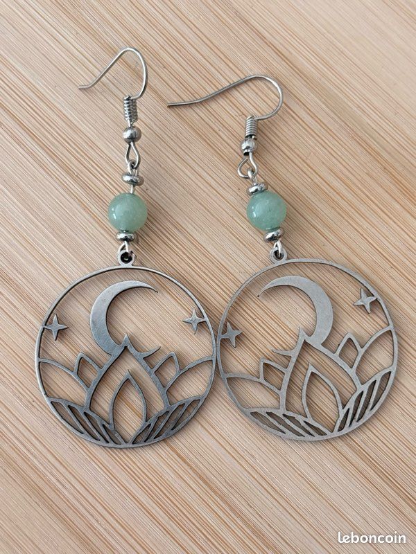 Boucles d’oreilles ésotériques aventurine verte (image 1)