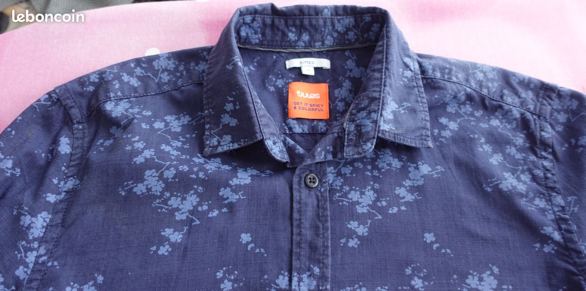 Chemise taille 3 bleu marine motif manche longue (image 2)