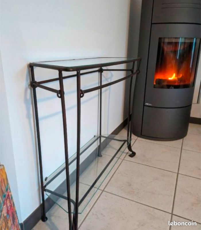 Table en verre et acier (image 3)
