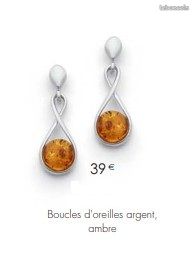 Neuf : Parure collier pendentif + boucle d'oreilles Argent 925/1000 + Ambre (PAR5) (image 8)