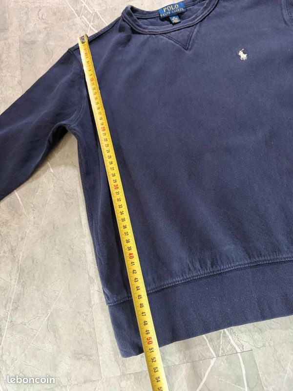 Sweat col rond polo ralph lauren, logo poney brodé bleu marine molleton, taille M enfant unisexe #MPERL1 (image 8)