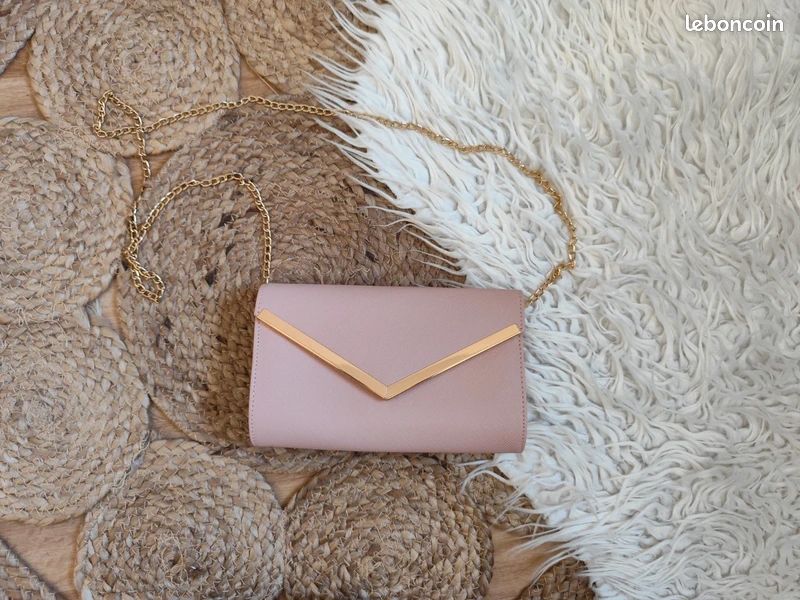 Pochette, sac à main bandoulière avec chaîne dorée Shein rose et doré (image 1)