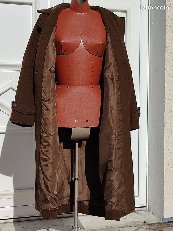 Manteau d'hiver épais, très chaud, en tissu "Drap de Laine" marron T 46 (image 2)