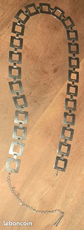 Ceinture extensible en métal argenté brillant des années 70
