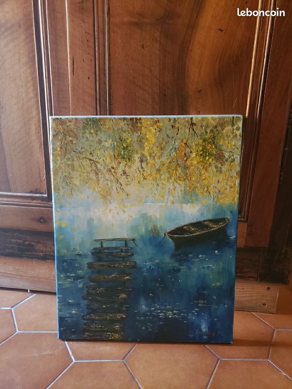 Tableau bateau bord de l'eau (image 1)