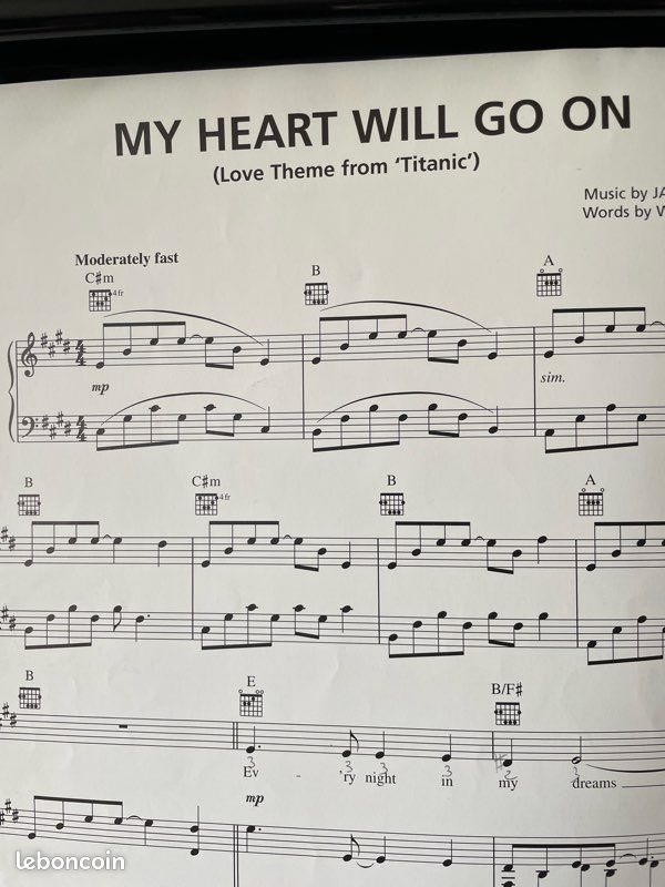 Partition piano My Heart will go on du film TITANIC (image 2)
