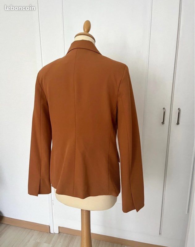 Womens Blazer Bershka Orange Blazer Linen Blend Cropped Blazer