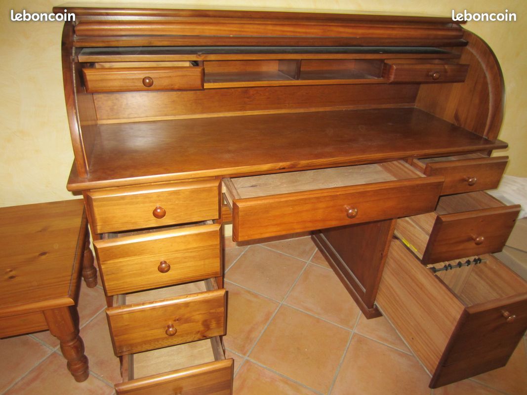 Bureau cylindre en pin + chaise (image 4)
