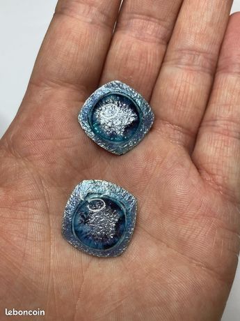 Boucles D'oreilles Vintage à Clip - Émaux De Limoges Années 70