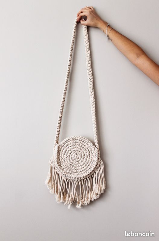 Sac à main en macramé, sac rond, sac en crochet, sac de plage