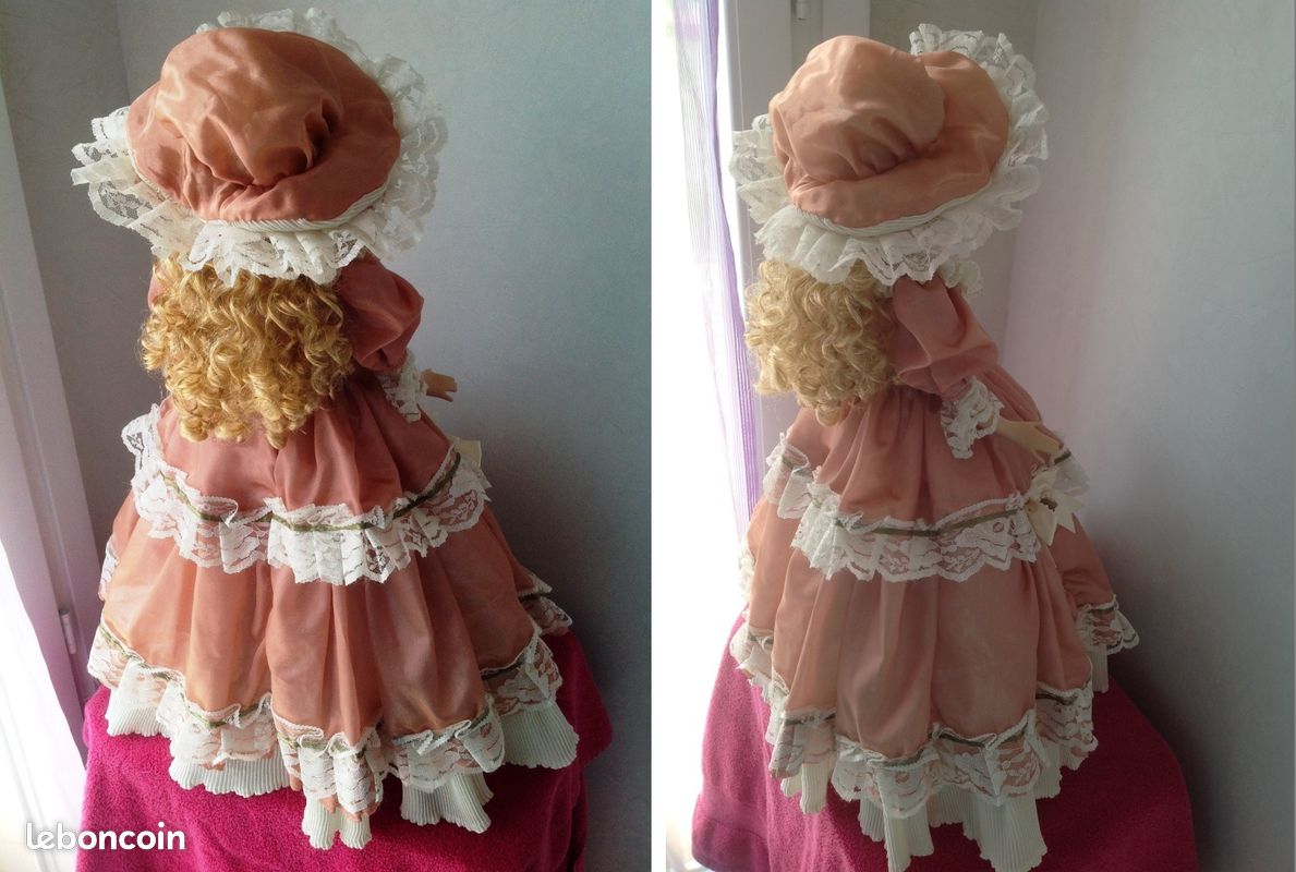 Poupée Porcelaine De Collection - 55 Cm - Modèle élégant - Occasion