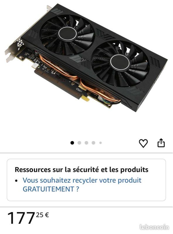 SRhonyra Radeon RX 580 Carte graphique GDDR5 8 Go pour PC de jeu, carte