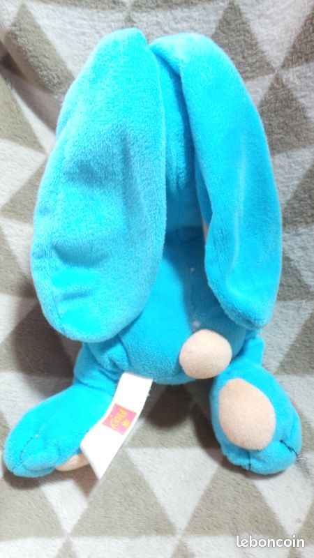 Peluche doudou lapin bleu Frey Migros 25 cm Jeux Jouets