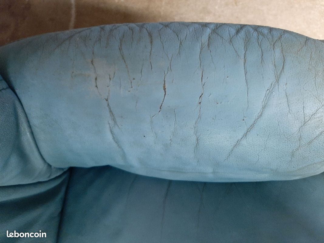 Canapé cuir bleu (image 5)