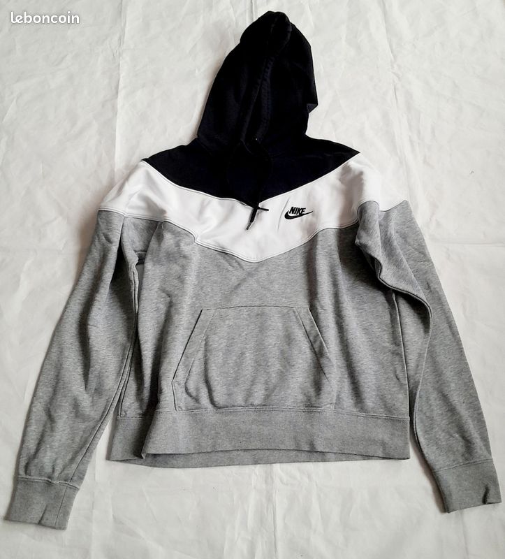 Sweat à capuche femme noir, gris et blanc Nike Taille S Vêtements