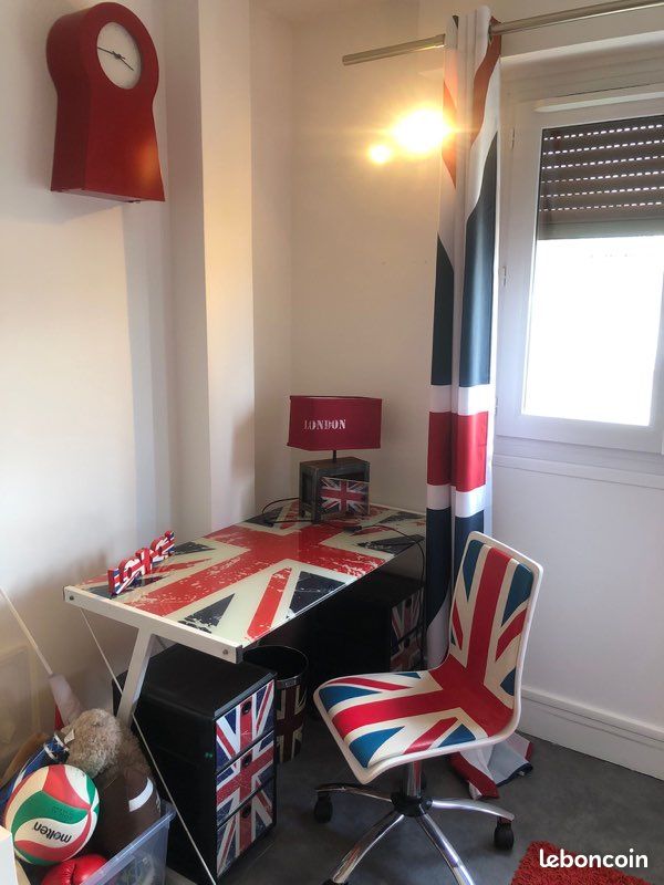 Bureau 75x120 london Londres bleu blanc rouge vitré (image 3)