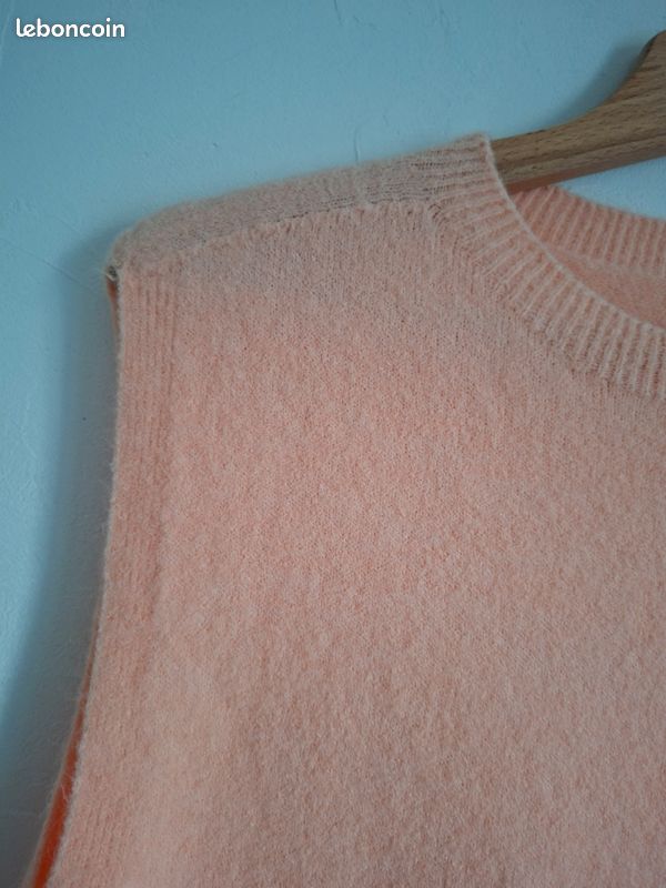 Pull débardeur avec alpaga,orange pâle, abricot, TU (34 à 40), dimensions photos, tout neuf (image 12)