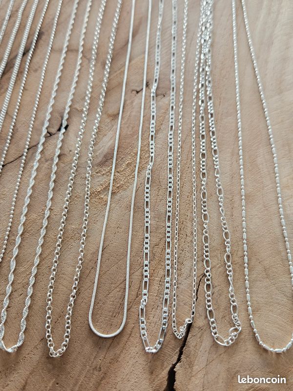 Lot de 10 chaines en argent véritable poinçonné 925 luxury (image 4)