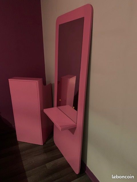 Miroir coiffeuse poste de coiffure ovale rose neuf mobilier salon de coiffure (image 2)