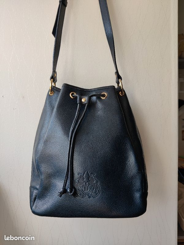 Sac sceau Lamarthe en cuir bleu marine (image 2)