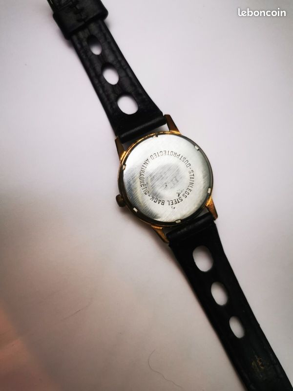 Montre Homme ALEUR Mécanique - 17 Rubis, Antichoc, Antimagnétique, Boîtier Plaqué Or, Bracelet Cuir
