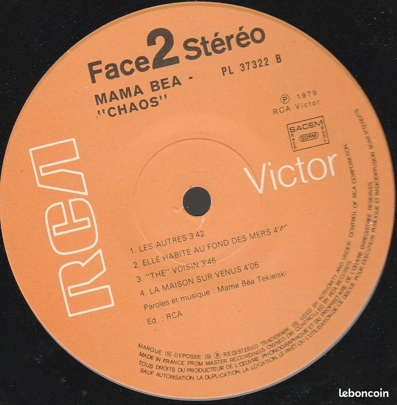 Mama Bea Tekielski: Le Chaos 33T 30cm LP Vinyl 1979 (image 4)